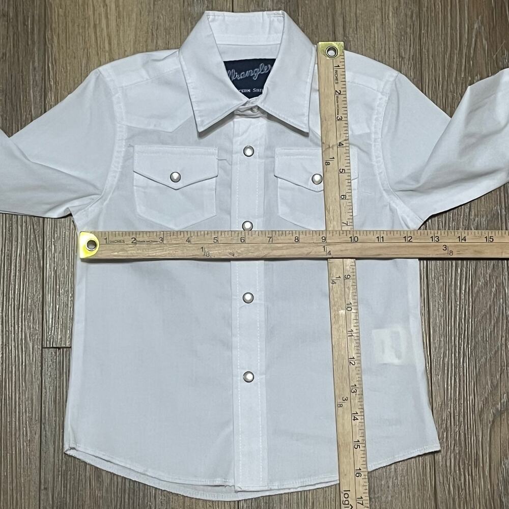 New Wrangler Boys Pearl Snap Long Sleeve Dress Shirt XXS 0-2 White Cowboy Rodeo - Picture 8 of 8